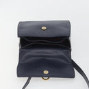 CELINE Hand Bag Leather 2way Navy Gold Auth 196242A-10