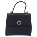 CELINE Hand Bag Leather 2way Navy Gold Auth 196242A-13