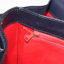 CELINE Hand Bag Leather 2way Navy Gold Auth 196242A-24