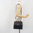 CELINE Hand Bag Leather 2way Navy Gold Auth 196242A-28