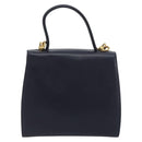 CELINE Hand Bag Leather 2way Navy Gold Auth 196242A-2