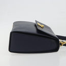 CELINE Hand Bag Leather 2way Navy Gold Auth 196242A-3