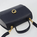 CELINE Hand Bag Leather 2way Navy Gold Auth 196242A-6