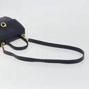 CELINE Hand Bag Leather 2way Navy Gold Auth 196242A-9