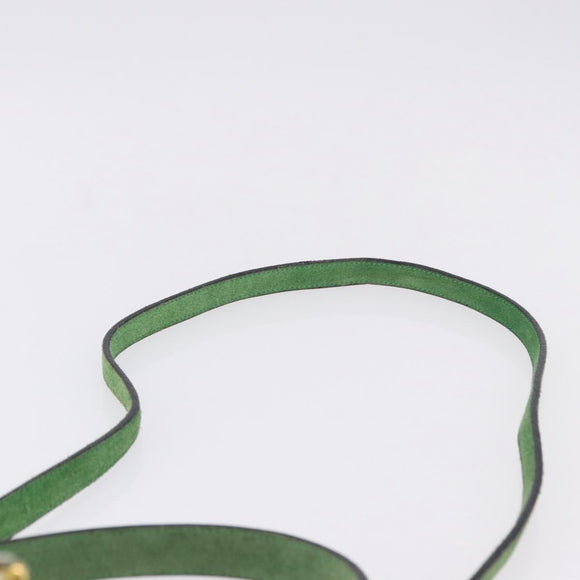 CELINE Hand Bag Suede 2way Green Gold Auth 196243