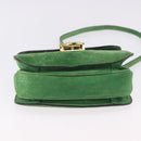 CELINE Hand Bag Suede 2way Green Gold Auth 196243-11