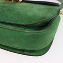 CELINE Hand Bag Suede 2way Green Gold Auth 196243-13