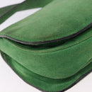 CELINE Hand Bag Suede 2way Green Gold Auth 196243-14