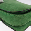 CELINE Hand Bag Suede 2way Green Gold Auth 196243-15