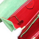CELINE Hand Bag Suede 2way Green Gold Auth 196243-24