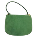 CELINE Hand Bag Suede 2way Green Gold Auth 196243-3
