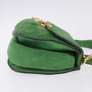 CELINE Hand Bag Suede 2way Green Gold Auth 196243-4