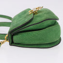 CELINE Hand Bag Suede 2way Green Gold Auth 196243-5