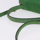 CELINE Hand Bag Suede 2way Green Gold Auth 196243-7