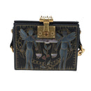 Christian Dior Lockbox Zodiac Bag Leather 2017 limited Black Gold Auth 196246M-13