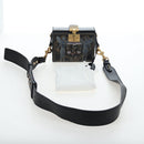 Christian Dior Lockbox Zodiac Bag Leather 2017 limited Black Gold Auth 196246M-12