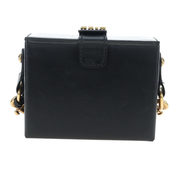 Christian Dior Lockbox Zodiac Bag Leather 2017 limited Black Gold Auth 196246M