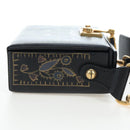 Christian Dior Lockbox Zodiac Bag Leather 2017 limited Black Gold Auth 196246M-4