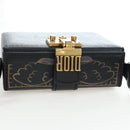 Christian Dior Lockbox Zodiac Bag Leather 2017 limited Black Gold Auth 196246M-6