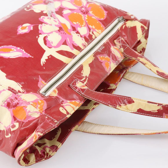 CHANEL High Summer Tote Bag PVC Canvas Red CC Auth 196247