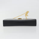 Salvatore Ferragamo Gancini Chain Shoulder Bag Leather Black Gold Auth 196249-10