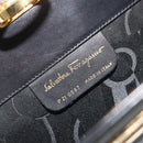 Salvatore Ferragamo Gancini Chain Shoulder Bag Leather Black Gold Auth 196249-16