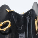 Salvatore Ferragamo Gancini Chain Shoulder Bag Leather Black Gold Auth 196249-18