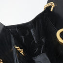 Salvatore Ferragamo Gancini Chain Shoulder Bag Leather Black Gold Auth 196249-19