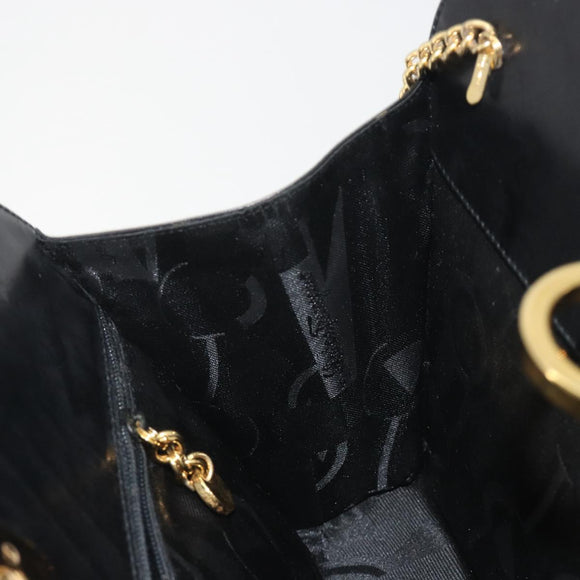 Salvatore Ferragamo Gancini Chain Shoulder Bag Leather Black Gold Auth 196249