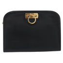 Salvatore Ferragamo Gancini Chain Shoulder Bag Leather Black Gold Auth 196249-2