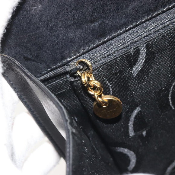Salvatore Ferragamo Gancini Chain Shoulder Bag Leather Black Gold Auth 196249