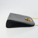 Salvatore Ferragamo Gancini Chain Shoulder Bag Leather Black Gold Auth 196249-4