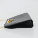 Salvatore Ferragamo Gancini Chain Shoulder Bag Leather Black Gold Auth 196249-5