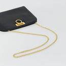 Salvatore Ferragamo Gancini Chain Shoulder Bag Leather Black Gold Auth 196249-7