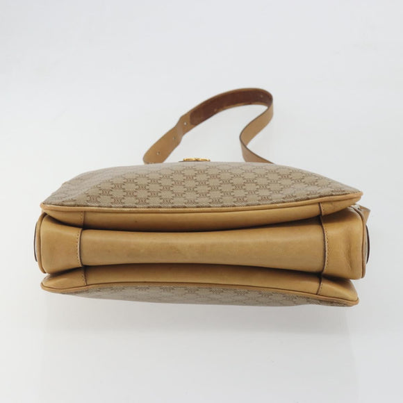 CELINE Macadam Canvas Shoulder Bag PVC Beige Gold Auth 196251