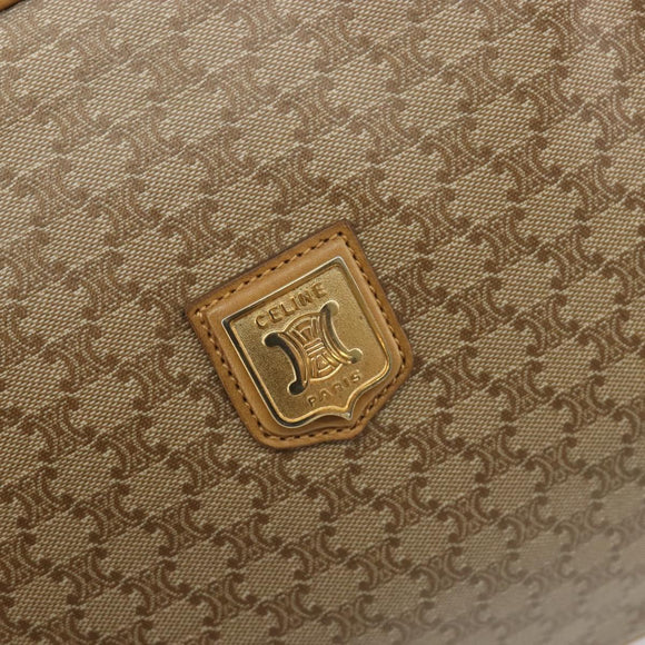 CELINE Macadam Canvas Shoulder Bag PVC Beige Gold Auth 196251
