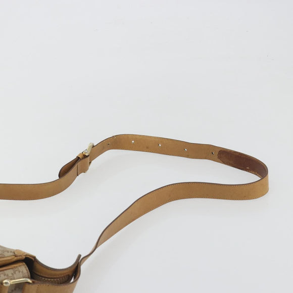 CELINE Macadam Canvas Shoulder Bag PVC Beige Gold Auth 196251