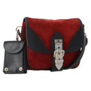 Miu Miu Shoulder Bag Suede Leather Red Black Auth 196252A-1