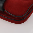 Miu Miu Shoulder Bag Suede Leather Red Black Auth 196252A-14