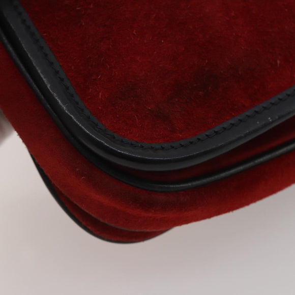Miu Miu Shoulder Bag Suede Leather Red Black Auth 196252A
