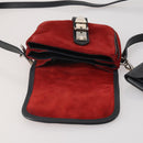 Miu Miu Shoulder Bag Suede Leather Red Black Auth 196252A-18