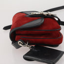 Miu Miu Shoulder Bag Suede Leather Red Black Auth 196252A-5