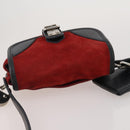 Miu Miu Shoulder Bag Suede Leather Red Black Auth 196252A-7