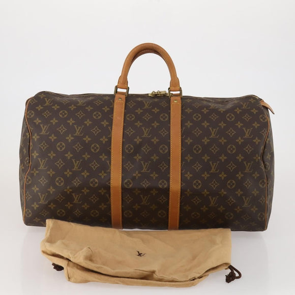 LOUIS VUITTON Monogram Keepall 55 Boston Bag M41424 LV Auth 196263A