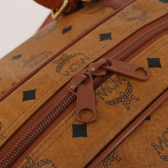 MCM Logogram Vicetos Mini Boston Bag PVC Leather 2way Brown Gold Auth 196266A