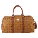 MCM Logogram Vicetos Mini Boston Bag PVC Leather 2way Brown Gold Auth 196266A-13