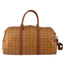 MCM Logogram Vicetos Mini Boston Bag PVC Leather 2way Brown Gold Auth 196266A-2