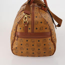 MCM Logogram Vicetos Mini Boston Bag PVC Leather 2way Brown Gold Auth 196266A-3