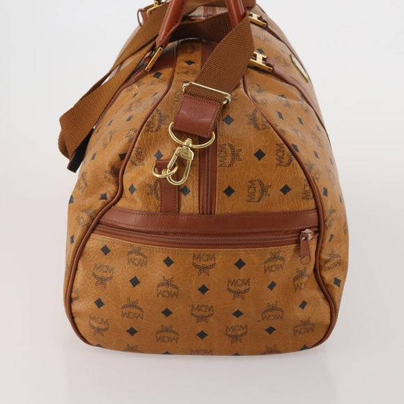 MCM Logogram Vicetos Mini Boston Bag PVC Leather 2way Brown Gold Auth 196266A