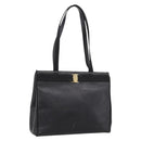 Salvatore Ferragamo Vala Tote Bag Leather Black Gold Auth 196268-1